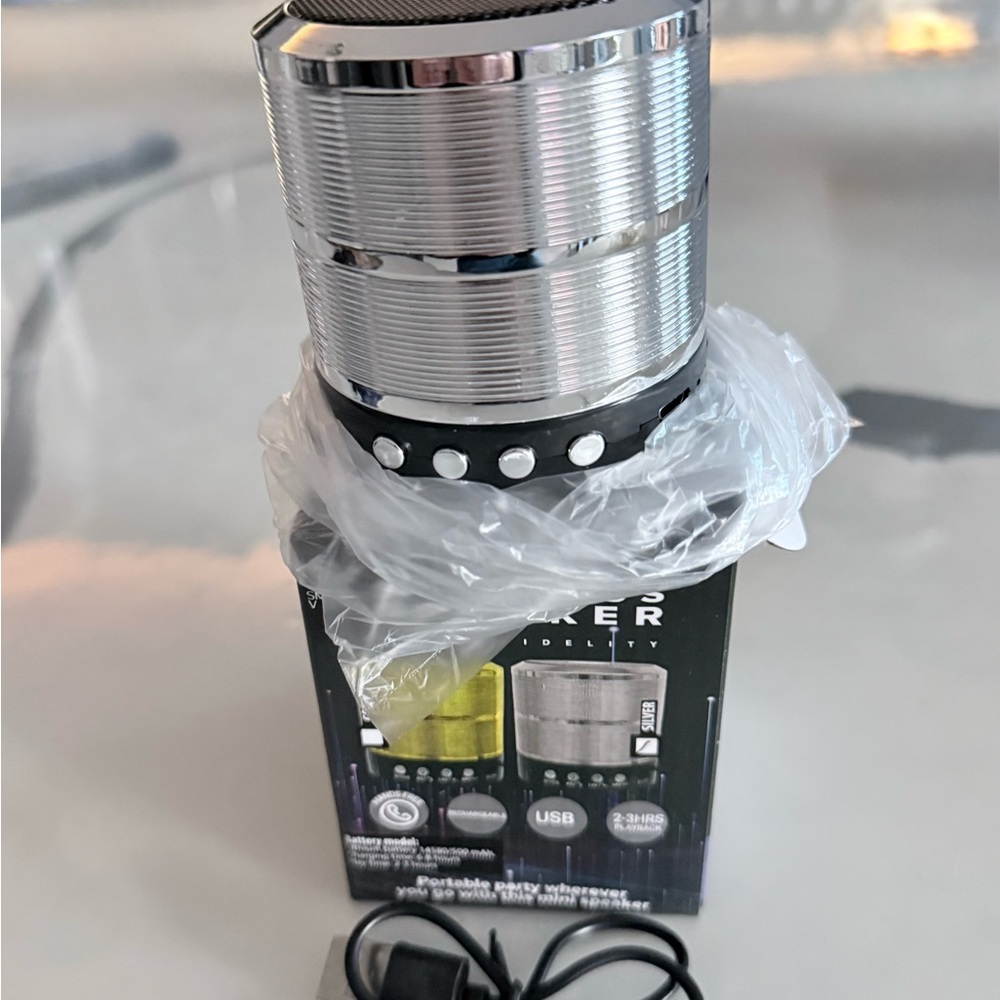 Portable Silver Bluetooth Speaker